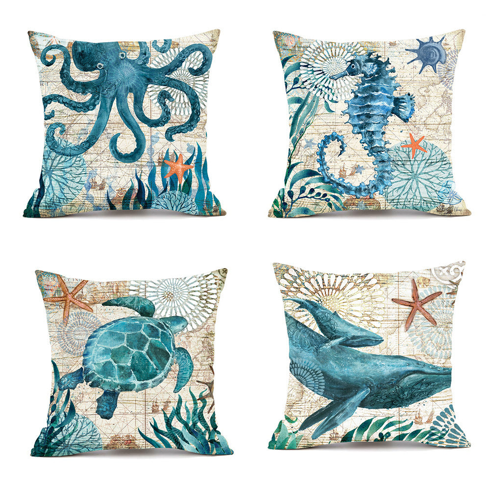 Ocean-Themed Throw Pillow Cases for Sofa & Chair