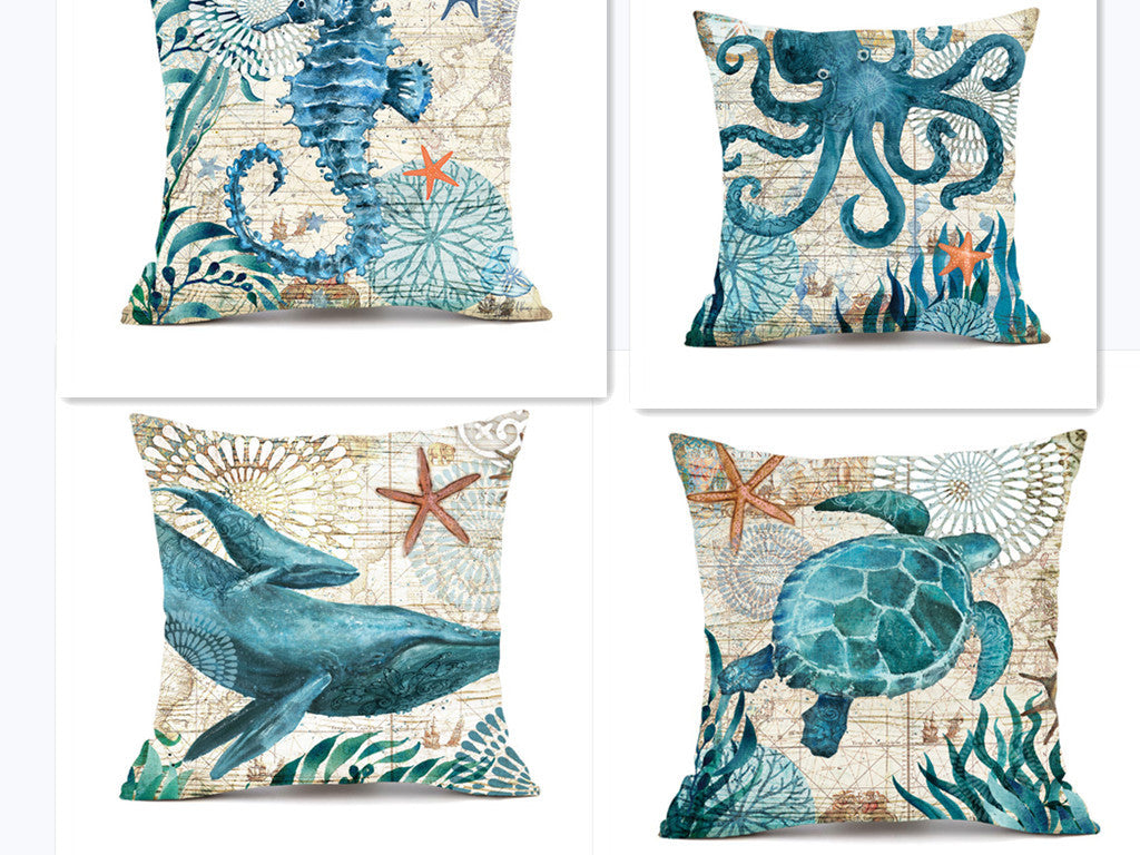 Ocean-Themed Throw Pillow Cases for Sofa & Chair