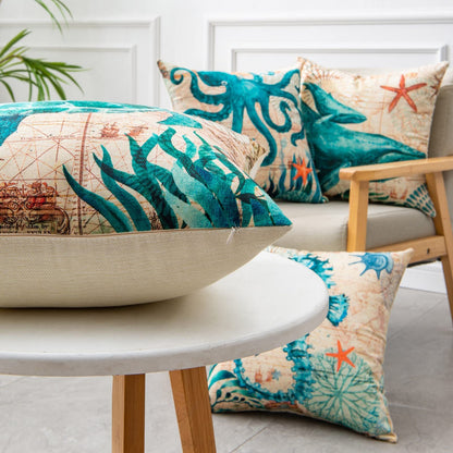 Ocean-Themed Throw Pillow Cases for Sofa & Chair