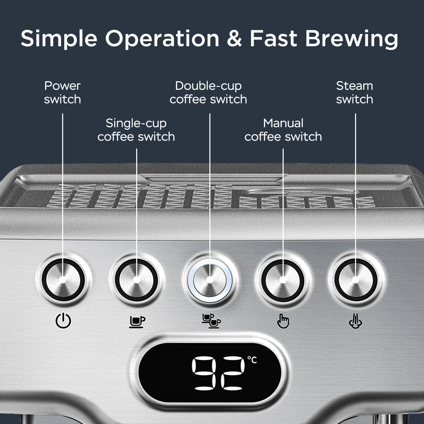 Geek Chef 20-Bar Professional Espresso Machine for Lattes & Cappuccinos