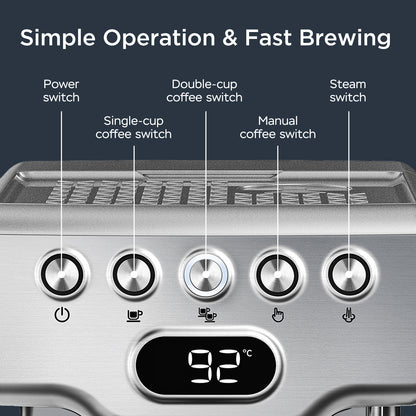 Geek Chef 20-Bar Professional Espresso Machine for Lattes & Cappuccinos